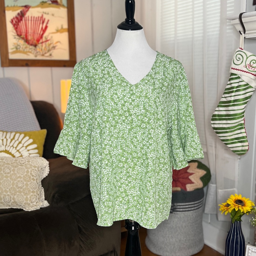 Floral Green Women's Top